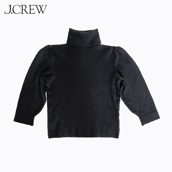 J.Crew Black 3/4 Sleeve Wool Turtleneck Classic Dark Academia Women Sweater Sm - Picture 5 of 5
